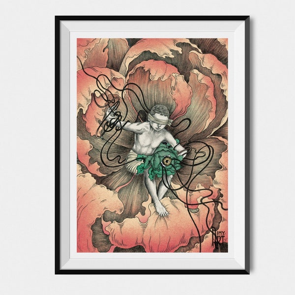 Blindfold Dark Floral Fine Art Print