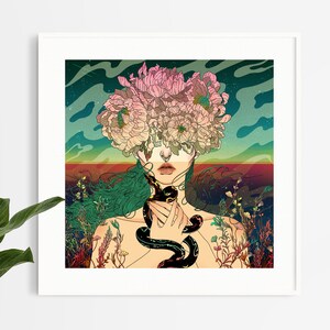 Serpent Snake Flowers - Limited Edition of 50 - Fantasy Whimsical Fine Art Print
