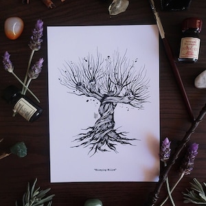 Herbology Whomping Willow Magical Plant Botanical Illustration Wall Art Decor