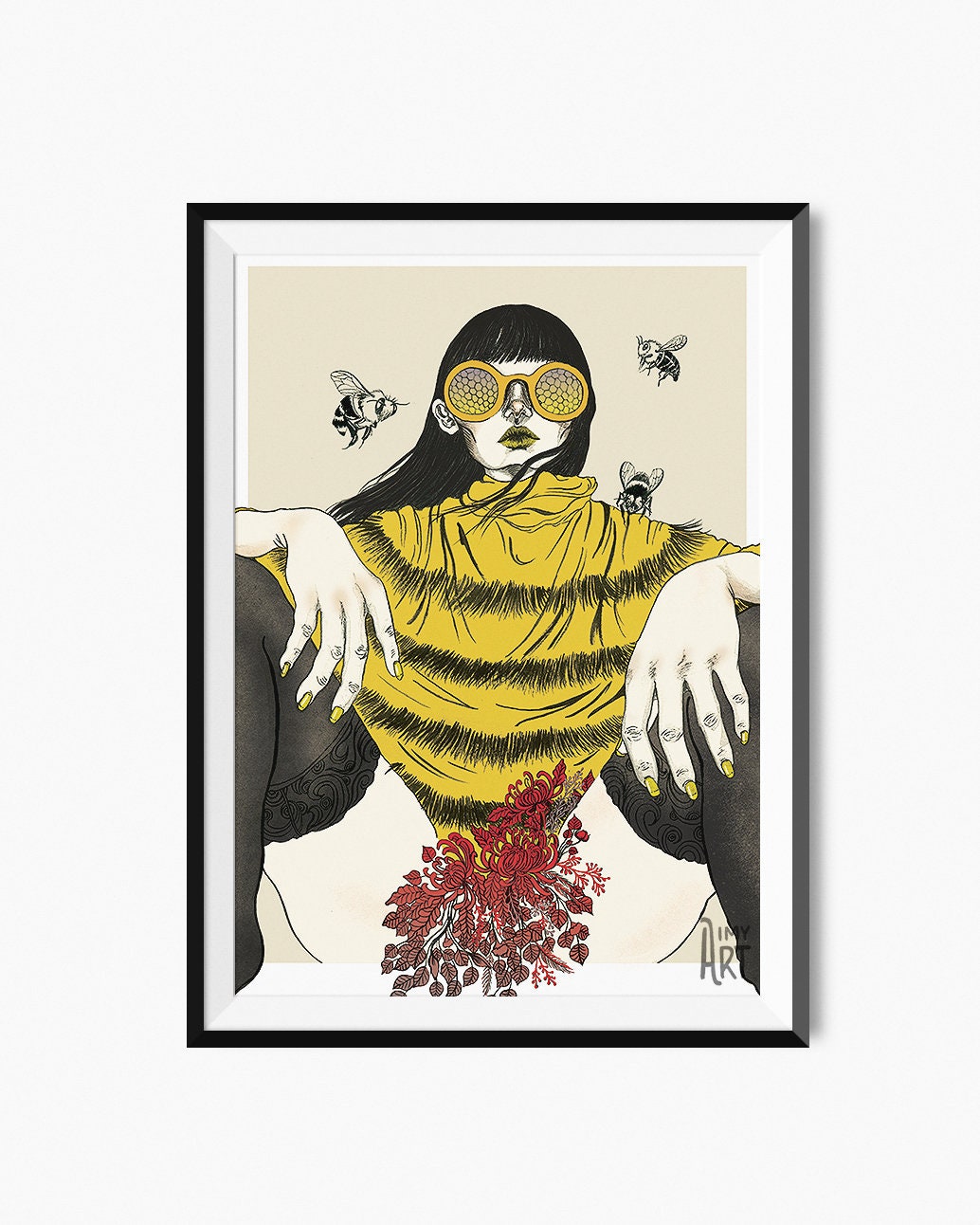 Queen Bee Original Art Print, Women Empowerment, Large Wall Art Piece