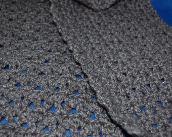 Handmade Winter Gray Crochet Scarf
