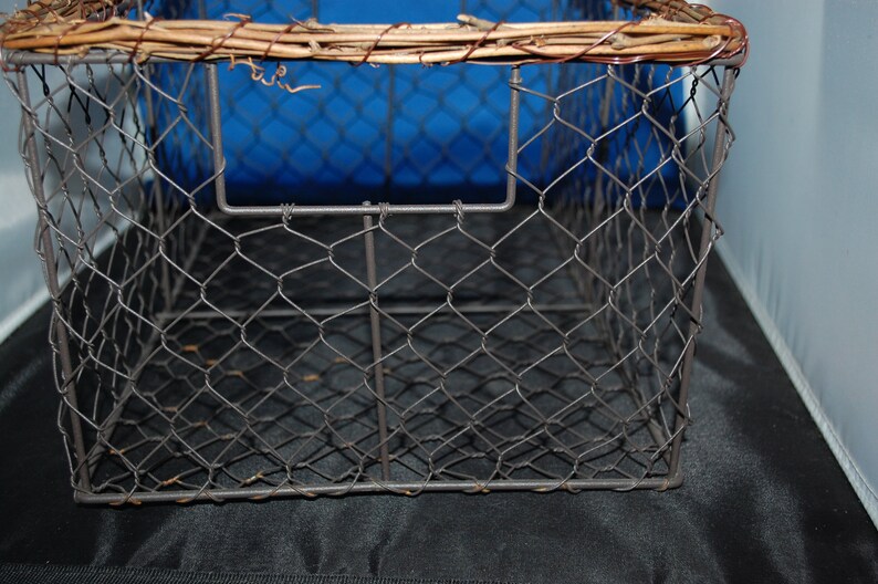 Wire Chicken Egg Basket With a Wicker Top Authentic Etsy