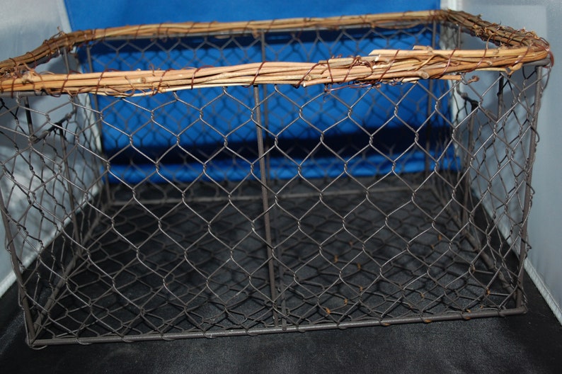 Wire Chicken Egg Basket With a Wicker Top Authentic Etsy
