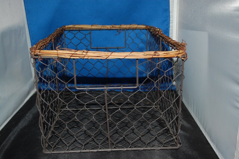 Wire Chicken Egg Basket With a Wicker Top Authentic Etsy