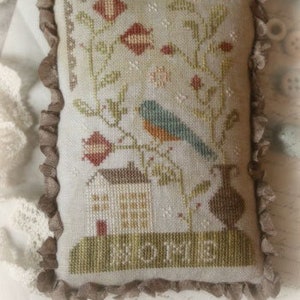 With Thy Needle & Thread "BLUEBIRD out MY WINDOW" Brenda Gervais, Cross Stitch Pattern, Spring, Home, Birds of Summer, Pattern Only