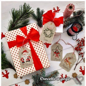 Crocette A Gogo  • "Christmas Vintage Labels" • Counted Cross Stitch Pattern • 4 Patterns, Ornaments, Winter, Santa, Pattern Only