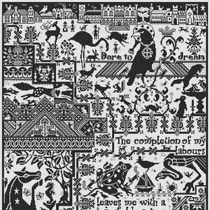 LONG DOG SAMPLERS "The Pilgrim" • Counted Cross Stitch Pattern • Sampler, Chart, Pattern Only
