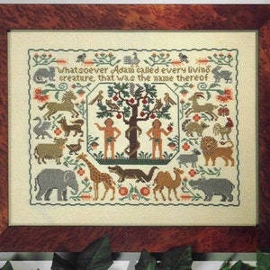 ADAM NAMES THe CREATURES By The Prairie Schooler Counted Cross Stitch Leaflet Pattern Chart Book No. 31