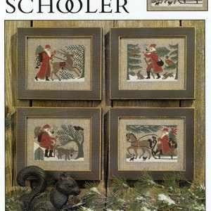 The Prairie Schooler WOODLAND SANTAS Counted Cross Stitch Pattern, Winter, Christmas, Santa, Chart Book No. 96