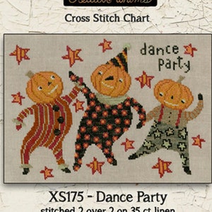TERESA KOGUT &quot;Dance Party&quot; • Cross Stitch Pattern • Halloween, Pumpkins, Fall, Costumes, Folk Art, Paper Pattern