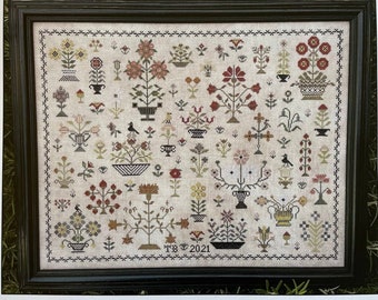 The SCARLETT HOUSE "Floral Motif Sampler" • Counted Cross Stitch Pattern • Sampler, Beautiful!, Pattern Only