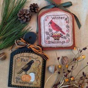 LILA'S STUDIO "Season's Blessings" • Counted Cross Stitch Pattern • Includes 2 Charts - Fall Blessings & Winter Blessings, Pattern Only