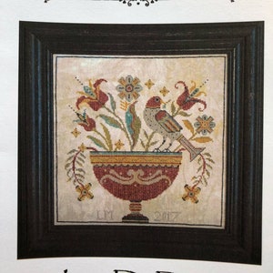 LA-D-DA "Fraktur Flowers" Counted Cross Stitch Pattern, Bird, Urn, Pattern Only