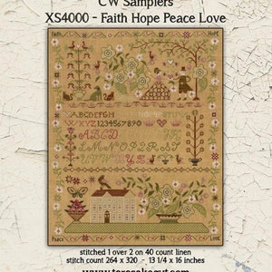 TERESA KOGUT "Faith Hope Peace Love" • Counted Cross Stitch Pattern • Creative Whims, Sampler, Pattern Only