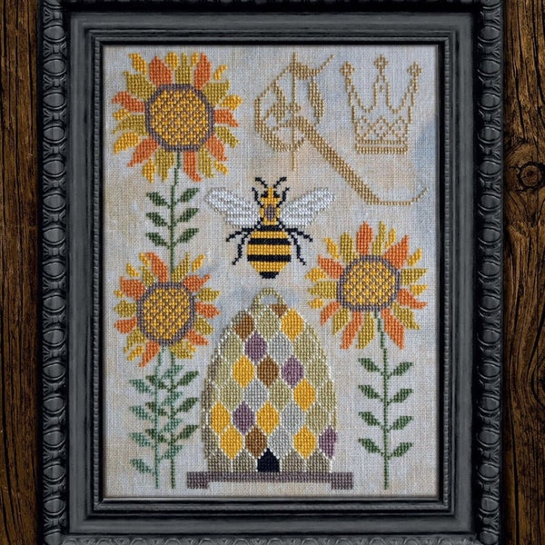 COTTAGE GARDEN SAMPLINGS "Bee-Sy Spring" A Time For All Seasons Series #5, Counted Cross Stitch Pattern, Queen Bee, Bee Skep, Pattern Only