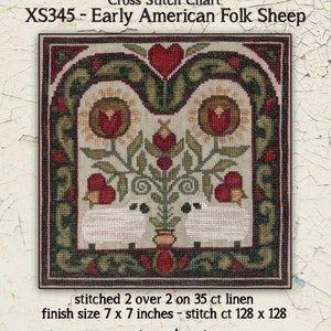 TERESA KOGUT "Early American Folk Art Sheep" • Counted Cross Stitch Pattern • Chart, Pattern Only