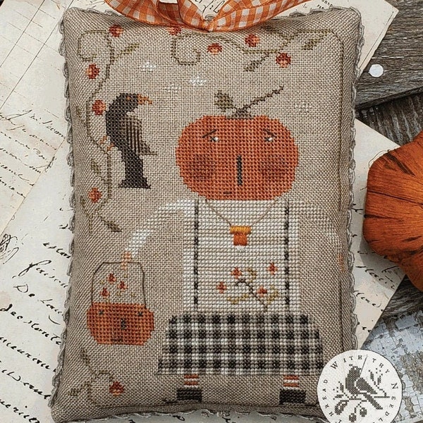 With Thy Needle & Thread "BOO TO YOU!" Brenda Gervais, Cross Stitch Pattern, Halloween, Pumpkin Head, Autumn, Crow, Pattern Only