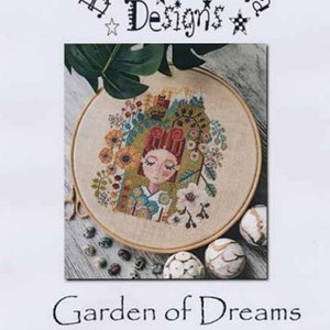 BARBARA ANA DESIGNS &quot;Garden of Dreams&quot; Counted Cross Stitch Pattern, Dreaming Girl Series, Garden, Flowers, Pattern Only