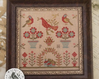 WITH THY NEEDLE & Thread "Red Bird Sampler" • Cross Stitch Pattern • Sampler, Booklet, Brenda Gervais, Pattern Only
