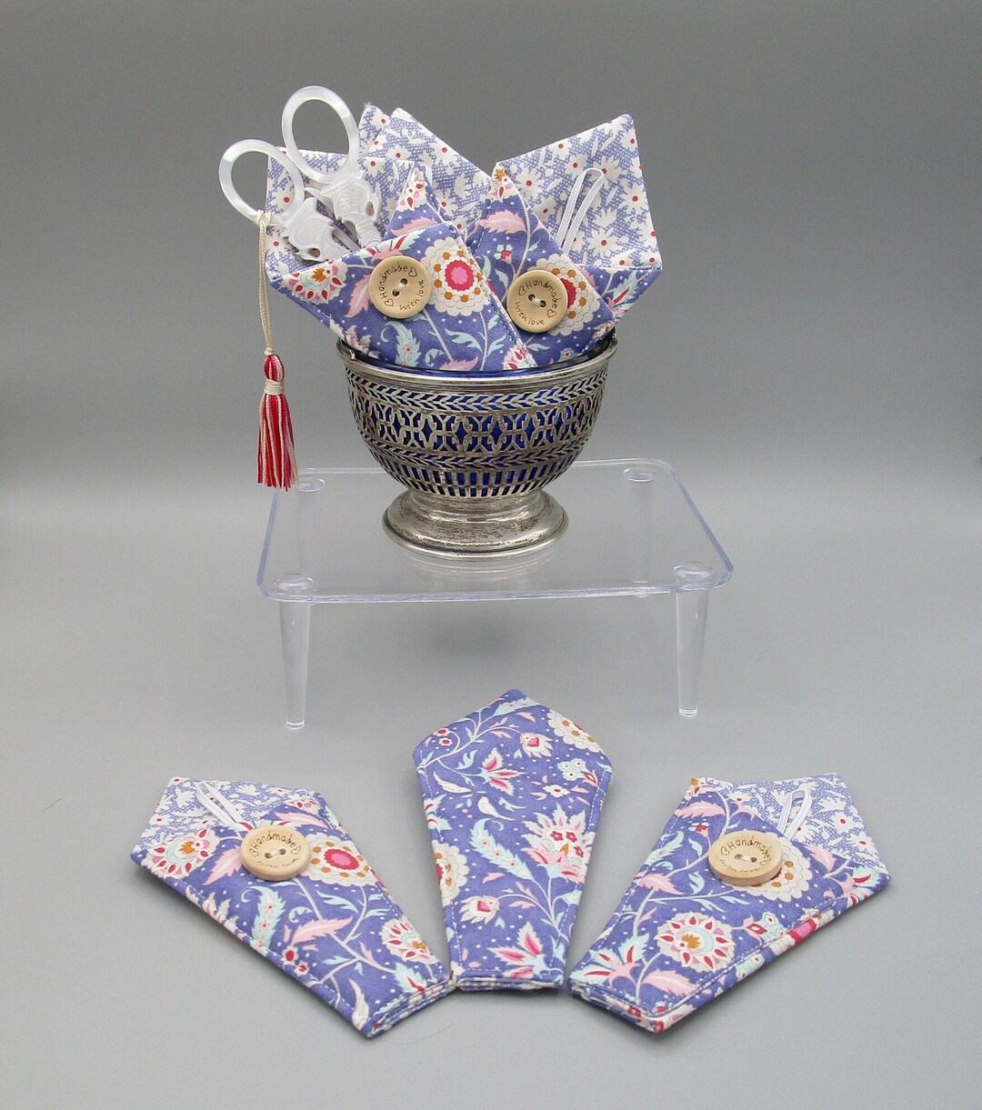 SCISSOR CASE Tilda 'bon Voyage' OOP Fabrics Sheath Holds 4 Embroidery Scissors Made Exclusively