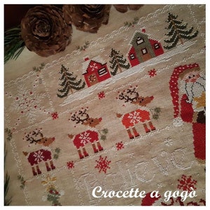 BELIEVE IN CHRISTMAS by Crocette A Gogo Counted Cross Stitch Paper Pattern Santa, Reindeer, Sleigh, Presents, Snowflakes, Winter image 4