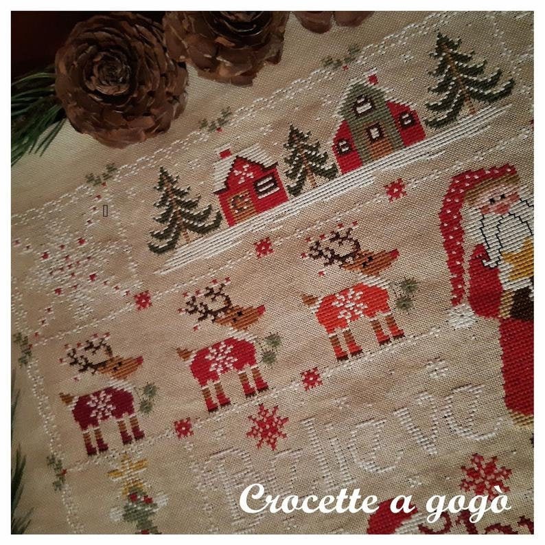 BELIEVE IN CHRISTMAS by Crocette A Gogo Counted Cross Stitch Paper Pattern Santa, Reindeer, Sleigh, Presents, Snowflakes, Winter image 4