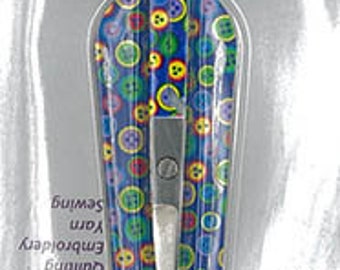 Patterned Embroidery Buttons Scissors with Sheath ~ 3.75", Stainless Steel, Precision Pointed Blades from Allary Corp.