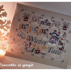 WINTER TIME by Crocette A Gogo  • "Winter Time" • Counted Cross Stitch Paper Pattern • Christmas, Snowman, Skates, Mittens, Sampler Italy