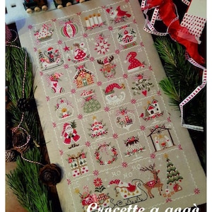 ADVENT CALENDAR by Crocette A Gogo • Counted Cross Stitch Pattern • Christmas Motifs, Winter, Santa, Reindeer, Veneto Italy, Paper Pattern