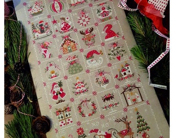 ADVENT CALENDAR by Crocette A Gogo • Counted Cross Stitch Pattern • Christmas Motifs, Winter, Santa, Reindeer, Veneto Italy, Paper Pattern