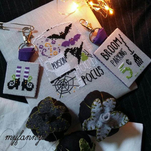 MY FANNY "Hocus Pocus" • Patrón de punto de cruz contado • Otoño, Otoño, Halloween, Murciélagos, Patrón de papel