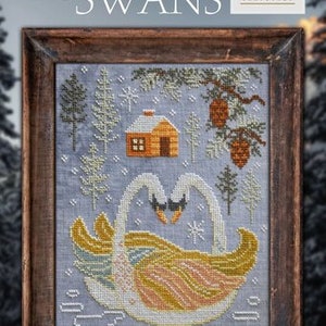 COTTAGE GARDEN SAMPLINGS "The Swans" A Year in the Woods 12-Part Series ~ #2, Counted Cross Stitch Pattern, Chart, Pattern Only