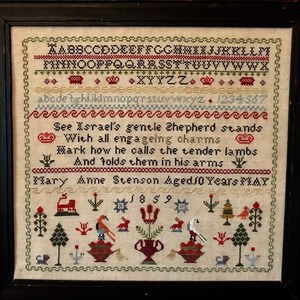 MERRY WIND FARM &quot;Mary Anne Stenson 1859&quot; • Counted Cross Stitch Pattern • A Reproduction Sampler • Chart, Pattern Only