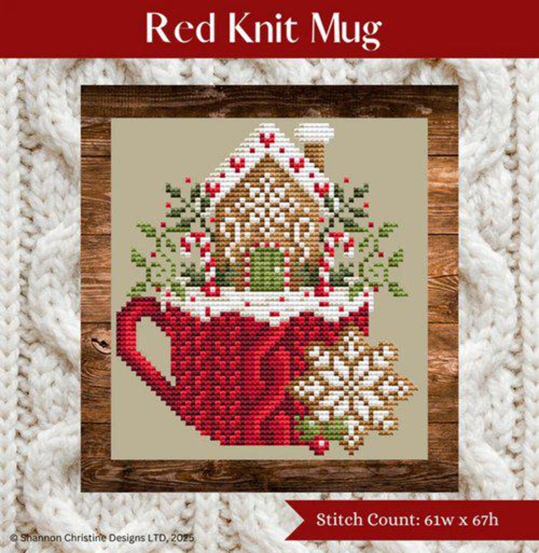 SHANNON CHRISTINE DESIGNS "red Knit Mug" Counted Cross Stitch Pattern ...