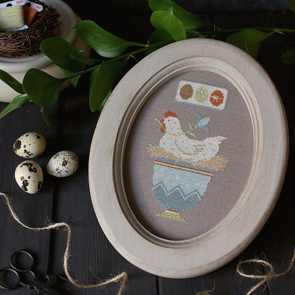 PDF INSTANT DOWNLOAD • Blue Bird Needleworks • "Easter Hen" • Counted Cross Stitch Pattern • Spring • Pattern Only