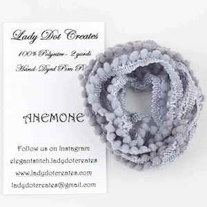 ANEMONE ~ Pom Poms Trim by Lady Dot Creates • 2 Continuous Yards • Hand-Dyed • Finishing • Craft Project Trim