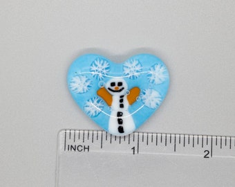 BEAU VERRE ART "Snowman Needle Minder" • Fused Glass • Magnet • Christmas Needleminder • Holiday Spirit, One-of-a-Kind, Handcrafted