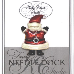 Kelly Clark Studio ~ Jolly, Happy Santa Needle Minder, Needle Dock, Canvas Magnet, Needle Garage, Needleminder