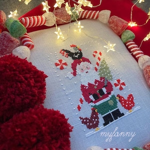PDF INSTANT DOWNLOAD • My Fanny &quot;Santa Collection #11&quot; • Counted Cross Stitch Pattern • Rooster, Chickens, Christmas, Winter, Santa