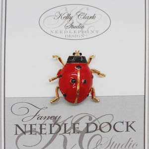 Kelly Clark Studio ~ Ladybug Needle Minder, Needle Dock, Canvas Magnet, Needle Garage, Needleminder