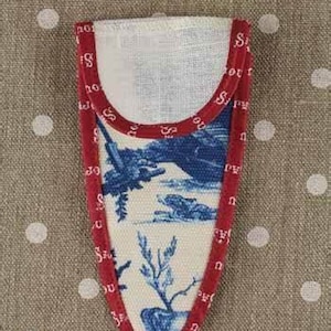 MASON SAJOU Scissor Case ~ Toile Jouy Blue with Bordeaux Bias Fabric - Medium - Made in France
