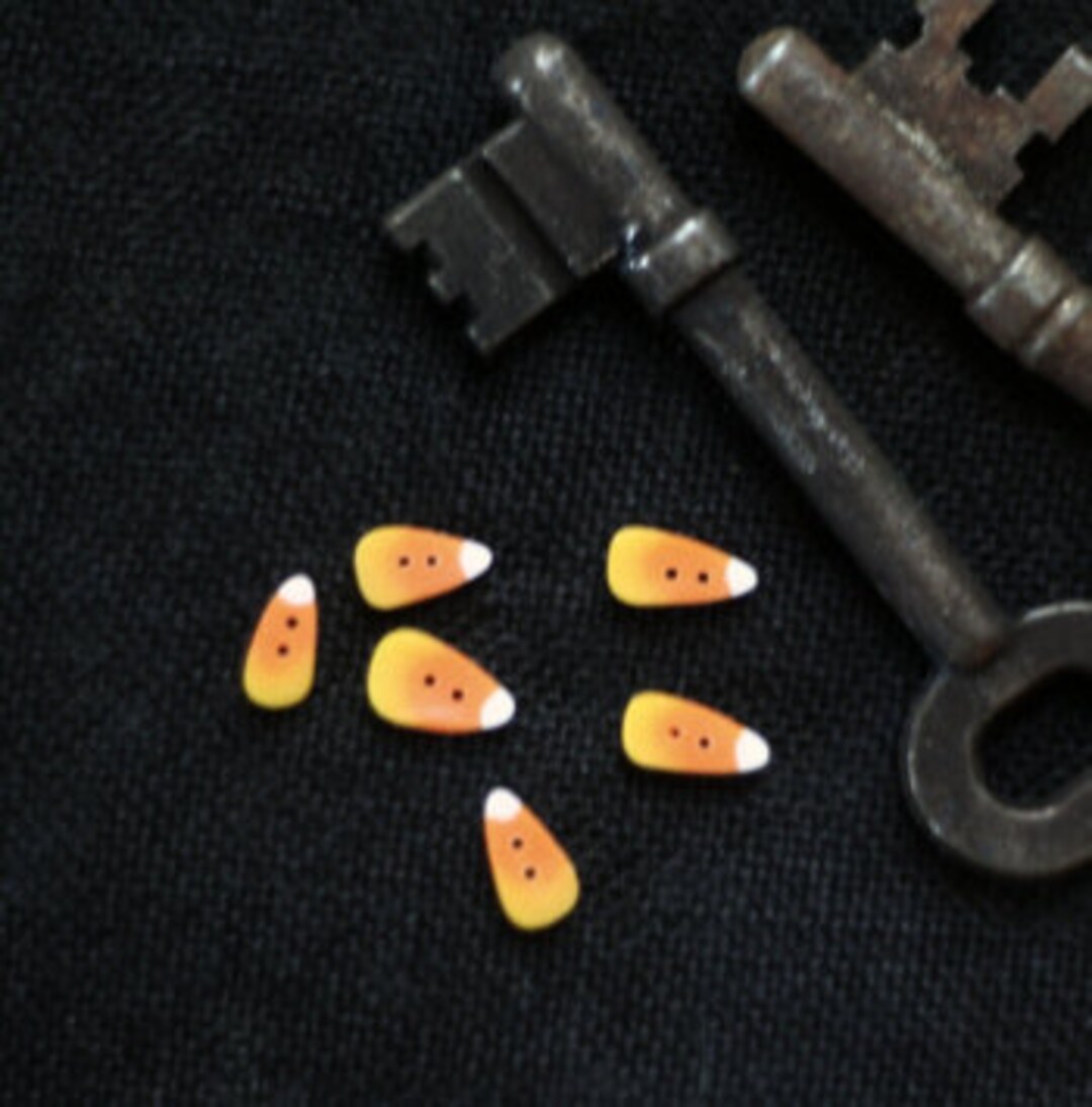 JUST ANOTHER BUTTON Company Tiny Candy Corn Buttons Halloween, Package