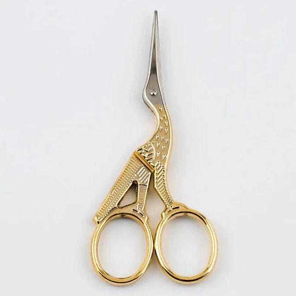 BOHIN Gold Stork Embroidery Scissors, 3.75 Inch, Made in France