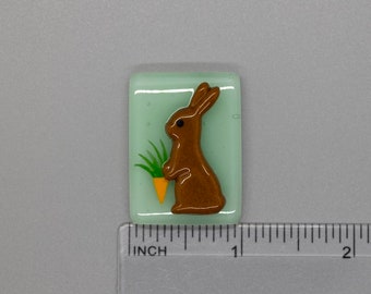 BEAU VERRE ART "Chocolate Bunny Fused Glass Needle Minder" • Magnet • Easter Needleminder • One-of-a-Kind, Handcrafted with Love by Kelly