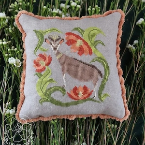 THE BLUE FLOWER &quot;Tudor Goat&quot; • Counted Cross Stitch Pattern • Jeannine McGowan, 2023 Nashville Market, Pattern Only