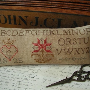 THREADWORK PRIMITIVES &quot;Chelsea&#39;s Pinkeep&quot;, Counted Cross Stitch Pattern, Chart, Primitive, Pattern Only