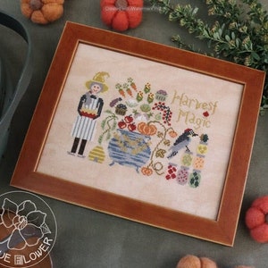 THE BLUE FLOWER &quot;Harvest Magic&quot; Counted Cross Stitch Pattern by Jeannine McGowan, Fall Needlework Expo 2021, Pattern Only