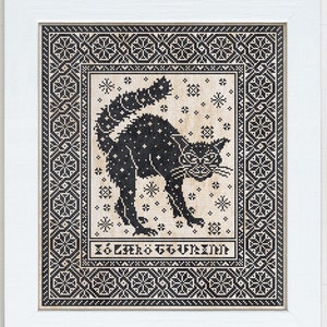 MODERN FOLK EMBROIDERY "The Yule Cat - Jolakotturinn" Counted Cross Stitch Pattern, Chart, Pattern Only