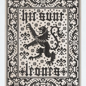 MODERN FOLK EMBROIDERY &quot;Here Be Lions: Dark Crosses&quot; Counted Cross Stitch Pattern, Chart, Pattern Only