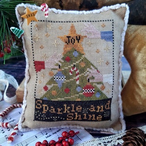 PUNTINI PUNTINI "Sparkle and Shine" Plus 3-Handmade Pins Included, Counted Cross Stitch, Christmas, Needlework Marketplace 2023 Release